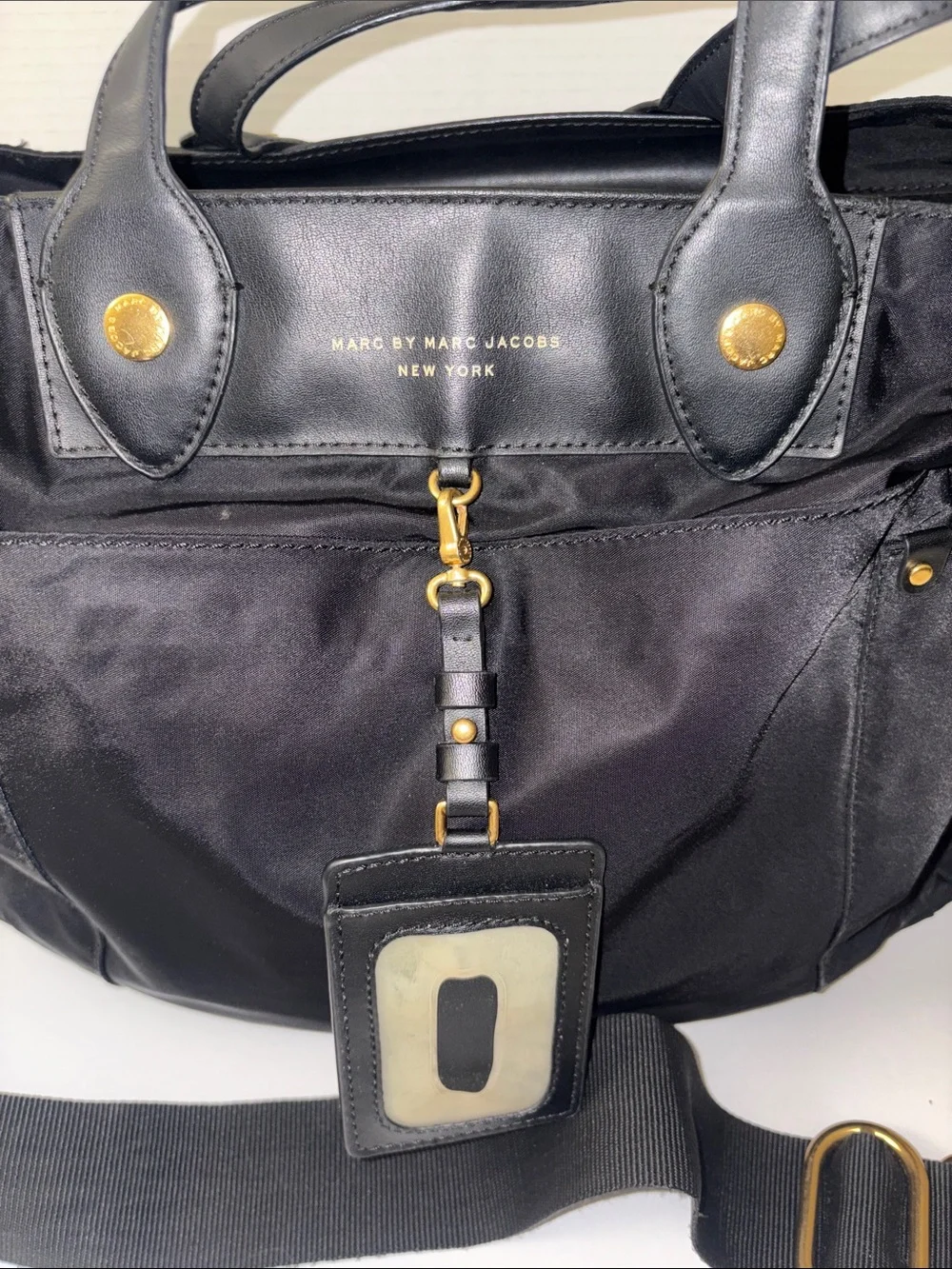 Marc by Marc Jacobs Black Nylon Preppy Baby Tote Bag Detachable Strap